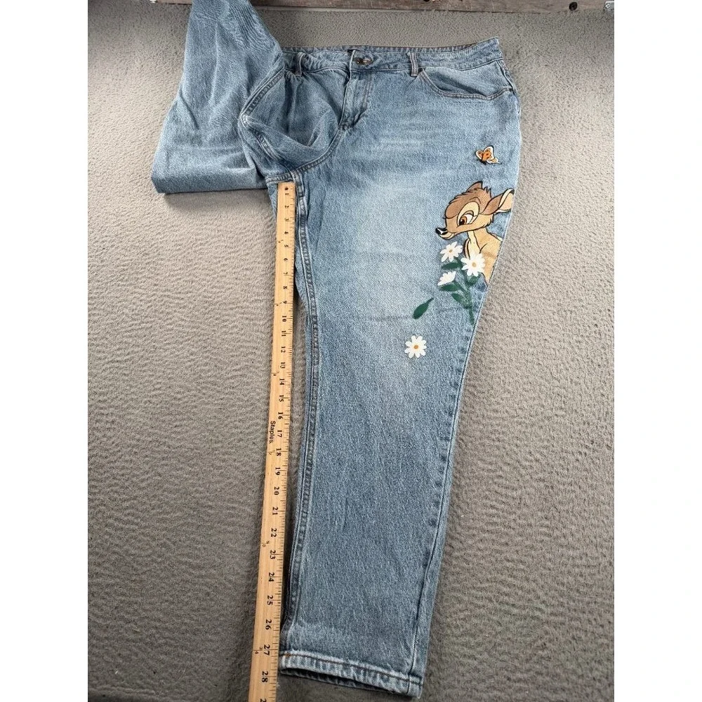 Disney Bambi Thumper Jeans Womens Size 20 Painted Denim Daisy Butterfly Straight